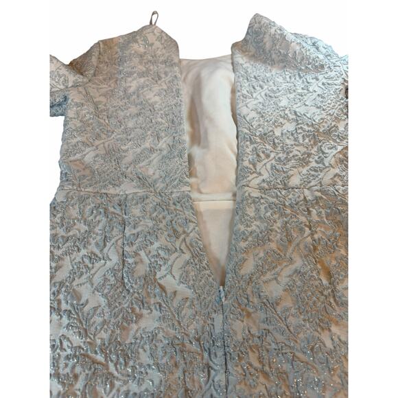 Betsy & Adam Ice Blue and Silver Jacquard Midi Dress - Size 14W - Picture 12 of 16